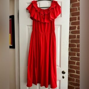 J. Crew Midi Dress in Strawberry Red 🍓